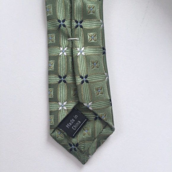 Silk Pronto Uomo Like New Green Tie - Picture 5 of 5